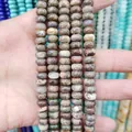 Natürliche Mix-Achat Jaspis Perlen in Dunkelgrün und Rotbraun als Abakusform - 4x6 98 Perlen / Blumenachat