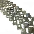 Perline di labradorite a forma di quadrifoglio personalizzate con lettere incise - Pietra Flash (Labradorite)