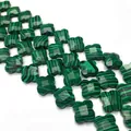 Perline di malachite a forma di quadrifoglio con strisce verdi per gioielli - Malachite
