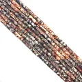 Polished natural stone cylinder beads in speckled red and brown for DIY jewelry crafts - Mixed Stone
