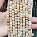 Natürliche Abakus-Steinperlen in Creme und Rotbraun mit Marmortextur für DIY-Schmuck - 4x6 98 Perlen / Verrückter Achat