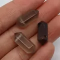 Three smoky quartz hexagonal prism stone pendants for DIY jewelry making - 8x20mm / Grey Agate