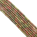 Polished natural Unakite stone cylinder spacer beads for DIY jewelry making - Flower Green Stone