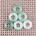Set of five natural green gemstone round pendants with polished finish and center hole - Green Aventurine