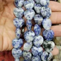 Blau-weiße Sodalith Herz-Perlen am Strang für die DIY-Schmuckherstellung in Handarbeit - 16x16x8mm (~12 Stück/Packung) / Sodalith