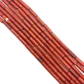 Natural red jasper cylindrical beads in vibrant brick red for jewelry making DIY - Red Jasper