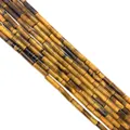 Natural tiger eye stone cylinder beads with golden brown stripes for DIY jewelry making - Tiger Eye