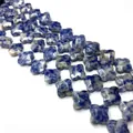 Perle in sodalite blu e bianca a forma di quadrifoglio per creazione di gioielli DIY - Sodalite