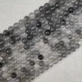 Perle in quarzo rutilato naturale lucido con inclusioni per la creazione di gioielli - 4mm / Cristallo di Nuvola