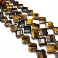 Perle a quadrifoglio in occhio di tigre con trama marrone dorato per gioielli DIY - Occhio di tigre