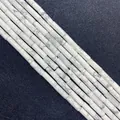 Natural white turquoise stone cylinder tube spacer beads with grey marble texture - White Turquoise