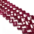 Perline a quadrifoglio rosso scuro in pietre dure per creazione di gioielli fai-da-te - US 14
