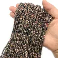 Faceted natural rhodonite beads in pink and black patterns for DIY jewelry making - Rhodonite No.2