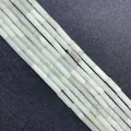 Polished natural pale green stone cylinder tube beads for jewelry making - Amazonite