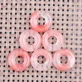 Five-piece set of pink opal-style round donut pendants with white marble texture - Watermelon Quartz