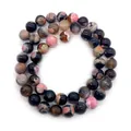 Gepolijste natuurlijke vuuragaat kralen in zwart en roze voor DIY-sieraden - 6mm / Ontwerp Nr. 3