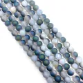 Frosted grey agate beads with blue and gold aurora gradient for jewelry making - Small / Gray Gradient Aurora