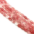 Facettierte Erdbeerquarz-Reisperlen 6x9mm in lebhaftem, halbtransparentem Pink-Finish - 6x9mm ca. 22 Perlen / Wassermelonen Quarz