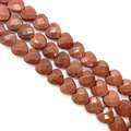 Gefacetteerde hartvormige goudsteen kralen met glitters voor doe-het-zelf sieraden maken - Goudzandsteen