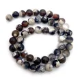 Cuentas de ágata de fuego veteadas marrones y grises 8mm-10mm para hacer joyas DIY - Diseño No.5