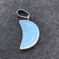 Moon shaped opal stone pendant with silver clasp for DIY jewelry and necklaces - Opal