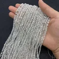 Faceted moonstone loose beads string with blue sheen effect for DIY jewelry making - White Labradorite