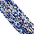Deep blue and copper electroplated matte agate beads for DIY jewelry making - Blue Gray Copper Crystal Mix