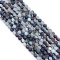 Frosted electroplated agate beads with galaxy purple and blue starry sky finish - Aurora Starry Sky Color