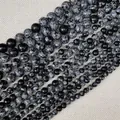Perle rotonde in ossidiana fiocco di neve in varie dimensioni per la creazione di gioielli - Ossidiana fiocco di neve