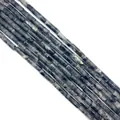4x13mm natural stone cylinder beads with grey spotted texture for DIY jewelry making - Black Flash Stone
