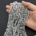 Gefacetteerde 2-4mm regenboog maansteen kralen met blauwe glans voor DIY sieraden - Wit Gevlekt