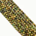 Strand of green and brown natural tiger eye stone round beads for jewelry making - 10mm / Yellow Green Brown (No.1)