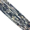 Grey and black marble natural stone tube beads for DIY jewelry making 4x13mm - Zebra Stone