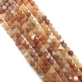 Matte natural agate beads in warm orange and beige tones for DIY jewelry making - 6mm / No. 3 (Warm Mix)