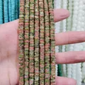 Flat round Unakite stone beads for DIY jewelry making with pink and green patterns - Small Round Plate Style / Unakite