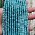 Flat round turquoise Heishi beads 2x6mm for jewelry making held in multiple strands - Small Round Plate Style / Blue Turquoise