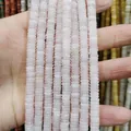 Handheld 2x6mm rose quartz abacus spacer beads for DIY jewelry making and necklace crafts - Small Round Plate Style / Rose Quartz