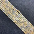 Strands of natural rutilated quartz cylindrical tube beads for DIY jewelry making - Smoky Quartz
