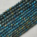 Deep blue and yellow striped malachite round beads for DIY jewelry making - Blue / 6mm