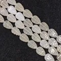 Leaf shaped white agate beads with engraved veins for DIY jewelry necklace making - White Crystal