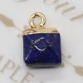 Square blue turquoise pendant 8x12mm with gold plated bail for DIY necklace making - Square (1003-T220518003) / Lapis Lazuli