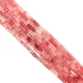 Natural strawberry quartz cylinder loose beads 4x13mm with unique pink mineral patterns - Watermelon Quartz
