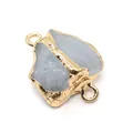 Hellblauer unregelmäßiger Naturstein-Verbinder mit vergoldeten Ösen für DIY-Schmuck - Aquamarin
