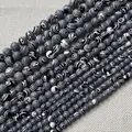 Natural malachite beads with black and white zebra stripes for DIY bracelet jewelry - Black