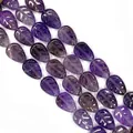 Carved leaf shape amethyst stone beads for jewelry making, 6x14mm purple crystal charms - Purple Crystal