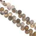 Faceted teardrop amethyst beads 8x12mm in translucent grey-brown stone for DIY jewelry - 8X12mm / Grey Agate