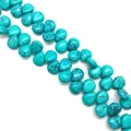 Blauwe turquoise kralen in druppelvorm met natuurlijke zwarte aders voor DIY-sieraden - 10x12mm / Blauw Turkoois