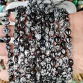 Snowflake obsidian teardrop stone beads with natural grey patterns for DIY jewelry - Snowflake Obsidian