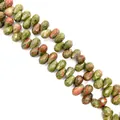 Faceted unakite water drop beads with green and pink orange patterns for DIY jewelry - 6x9mm / Unakite
