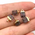 Smoky grey cube imperial stone pendant with golden metal cap for DIY necklaces - 5x10mm / Smoky Gray (No. 11)